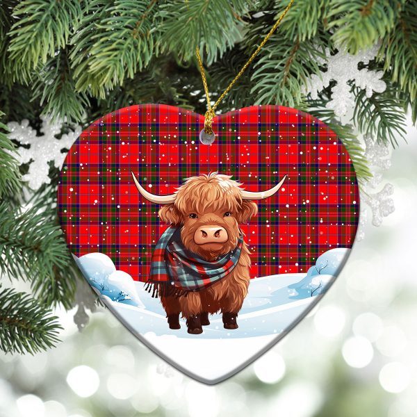 McGillivray Modern Tartan Christmas Ceramic Ornament - Highland Cows Snow Style For Cheap - Image 5