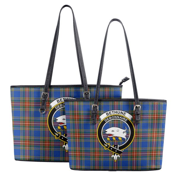 Bethune Ancient Tartan Crest Leather Tote Bag on Sale - Image 4