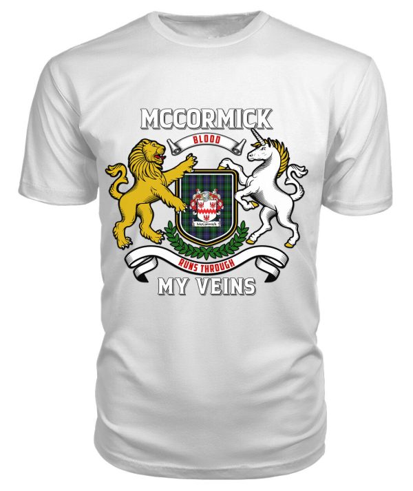 McCormick Tartan Crest 2D T-shirt - Blood Runs Through My Veins Style on Sale - Image 3