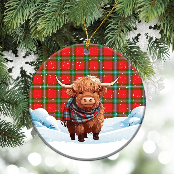 MacLaine of Loch Buie Tartan Christmas Ceramic Ornament - Highland Cows Snow Style Fashion - Image 2