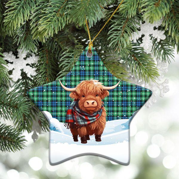 Graham of Montrose Ancient Tartan Christmas Ceramic Ornament - Highland Cows Snow Style Supply - Image 4