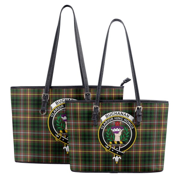 Buchanan Hunting Tartan Crest Leather Tote Bag Fashion - Image 4