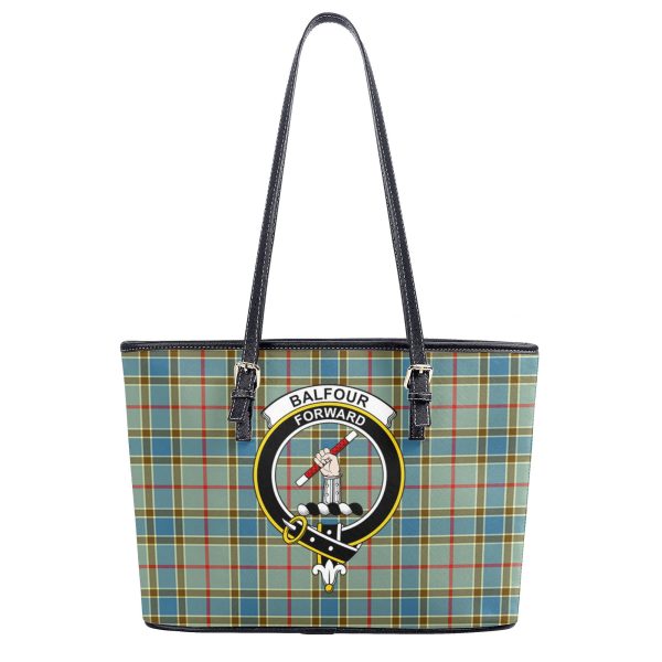Balfour Blue Tartan Crest Leather Tote Bag Hot on Sale - Image 2