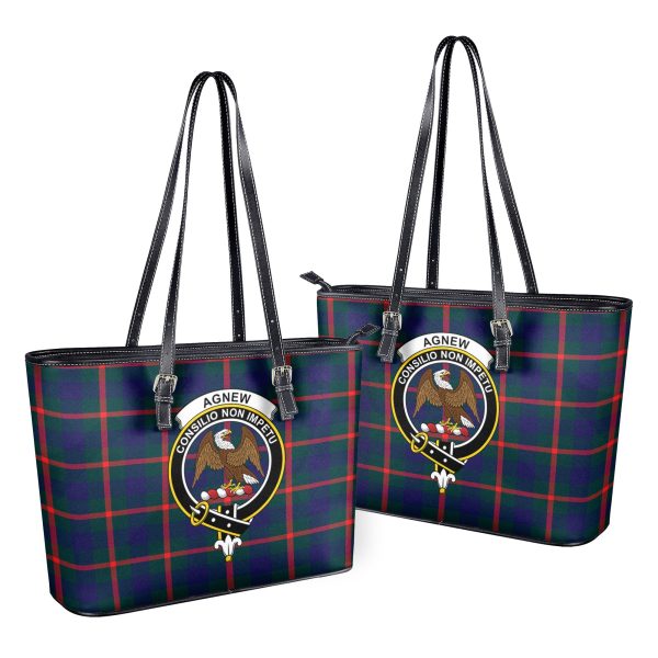 Agnew Modern Tartan Crest Leather Tote Bag Online Hot Sale