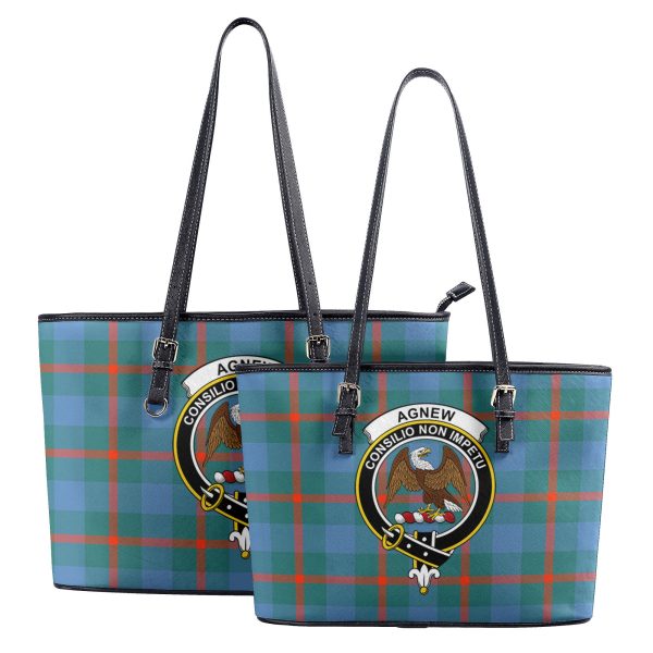 Agnew Ancient Tartan Crest Leather Tote Bag Fashion - Image 4