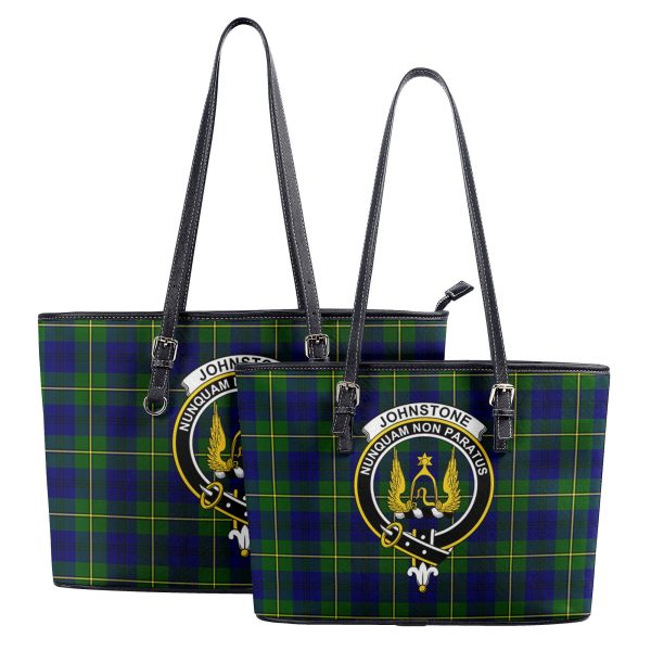 Johnstone Modern Tartan Crest Leather Tote Bag Discount - Image 4