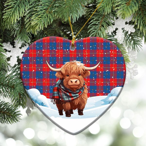 Galloway Red Tartan Christmas Ceramic Ornament - Highland Cows Snow Style on Sale - Image 5