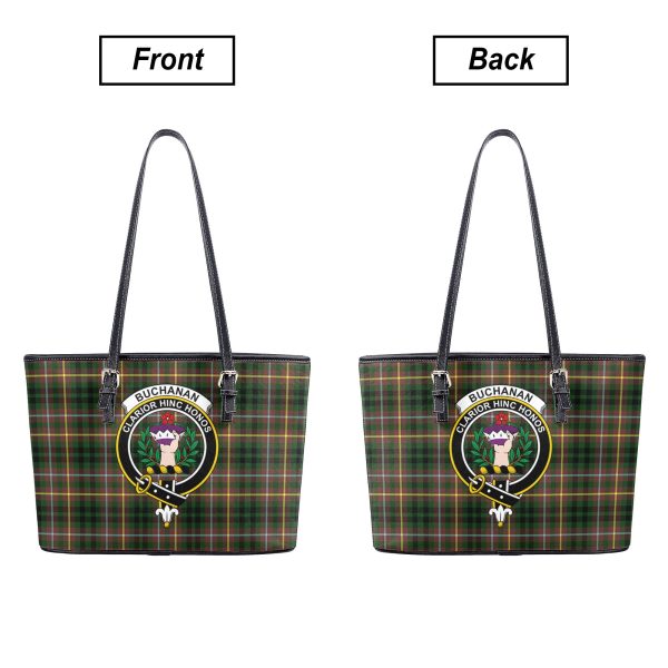 Buchanan Hunting Tartan Crest Leather Tote Bag Fashion - Image 3