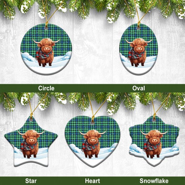 Graham of Montrose Ancient Tartan Christmas Ceramic Ornament - Highland Cows Snow Style Supply