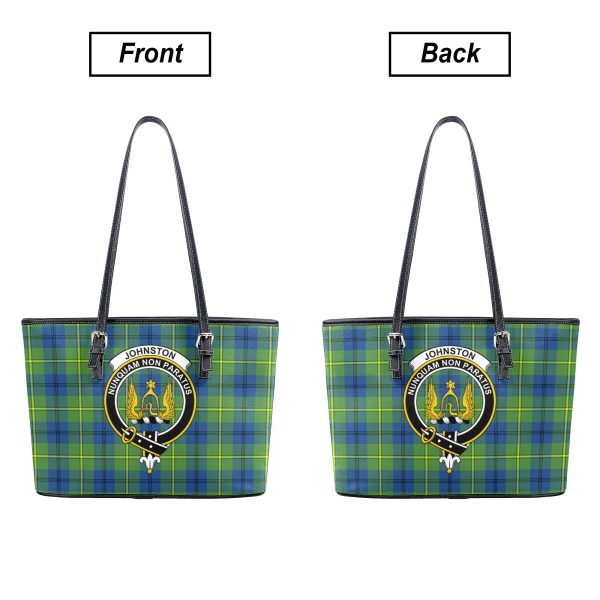 Johnston Ancient Tartan Crest Leather Tote Bag Discount - Image 3