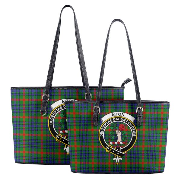 Aiton Tartan Crest Leather Tote Bag For Discount - Image 4