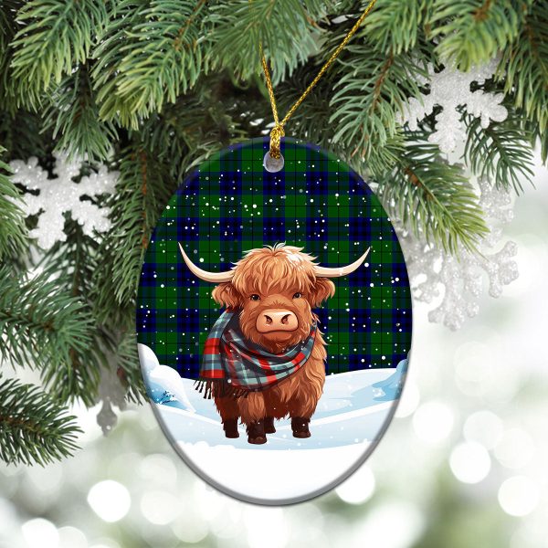 Keith Modern Tartan Christmas Ceramic Ornament - Highland Cows Snow Style Online Hot Sale - Image 3