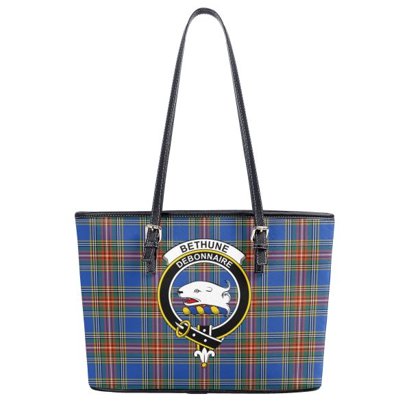 Bethune Ancient Tartan Crest Leather Tote Bag on Sale - Image 2