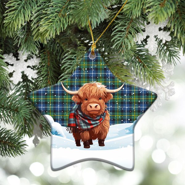 MacNeil of Barra Ancient Tartan Christmas Ceramic Ornament - Highland Cows Snow Style Supply - Image 4