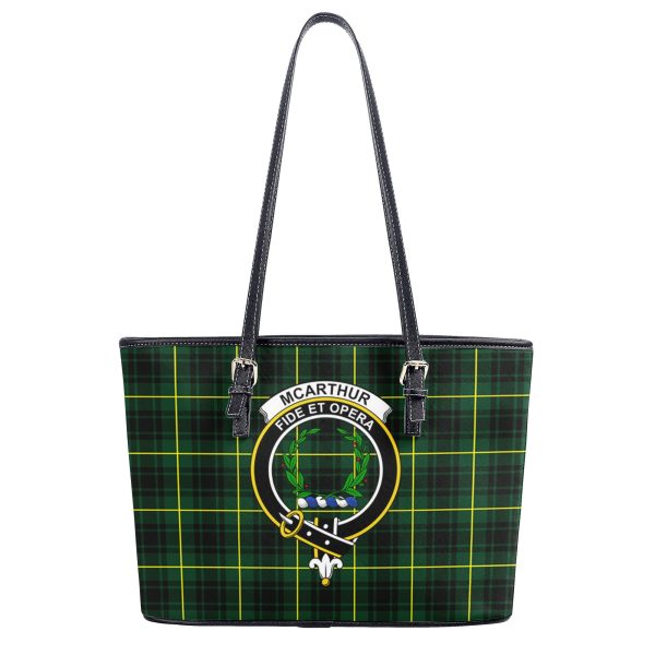 McArthur Modern Tartan Crest Leather Tote Bag For Discount - Image 2