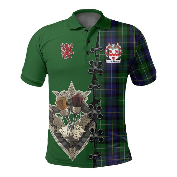 McCormick Tartan Polo Shirt - Lion Rampant And Celtic Thistle Style on Sale