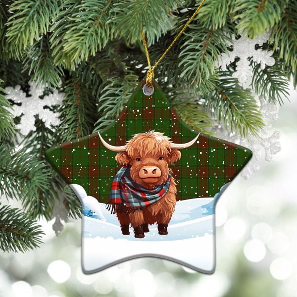Maxwell Hunting Tartan Christmas Ceramic Ornament - Highland Cows Snow Style Online Sale - Image 4