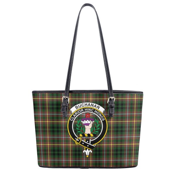 Buchanan Hunting Tartan Crest Leather Tote Bag Fashion - Image 2