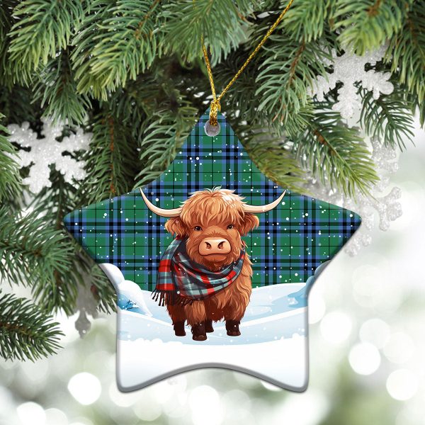 Keith Ancient Tartan Christmas Ceramic Ornament - Highland Cows Snow Style Online now - Image 4
