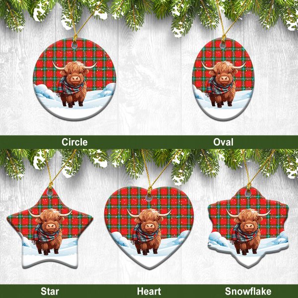MacLaine of Loch Buie Tartan Christmas Ceramic Ornament - Highland Cows Snow Style Fashion