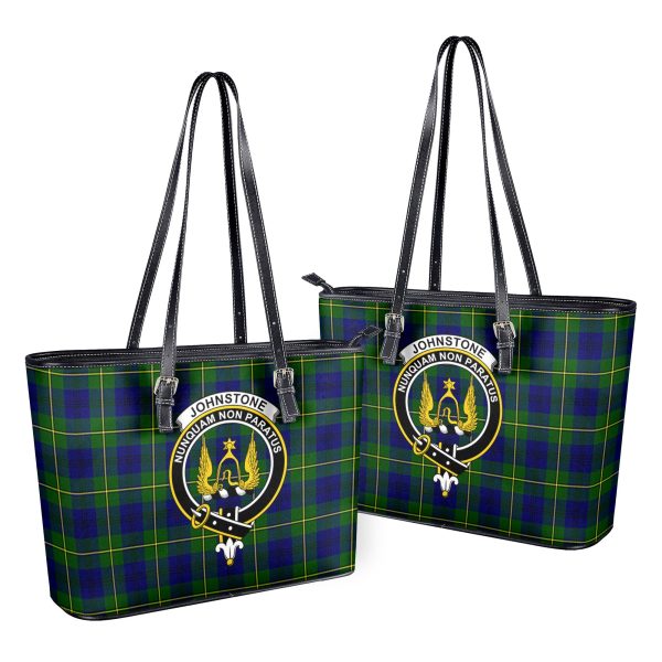 Johnstone Modern Tartan Crest Leather Tote Bag Discount