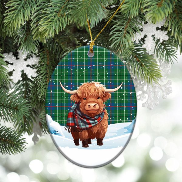 Duncanson Tartan Christmas Ceramic Ornament - Highland Cows Snow Style Fashion - Image 3
