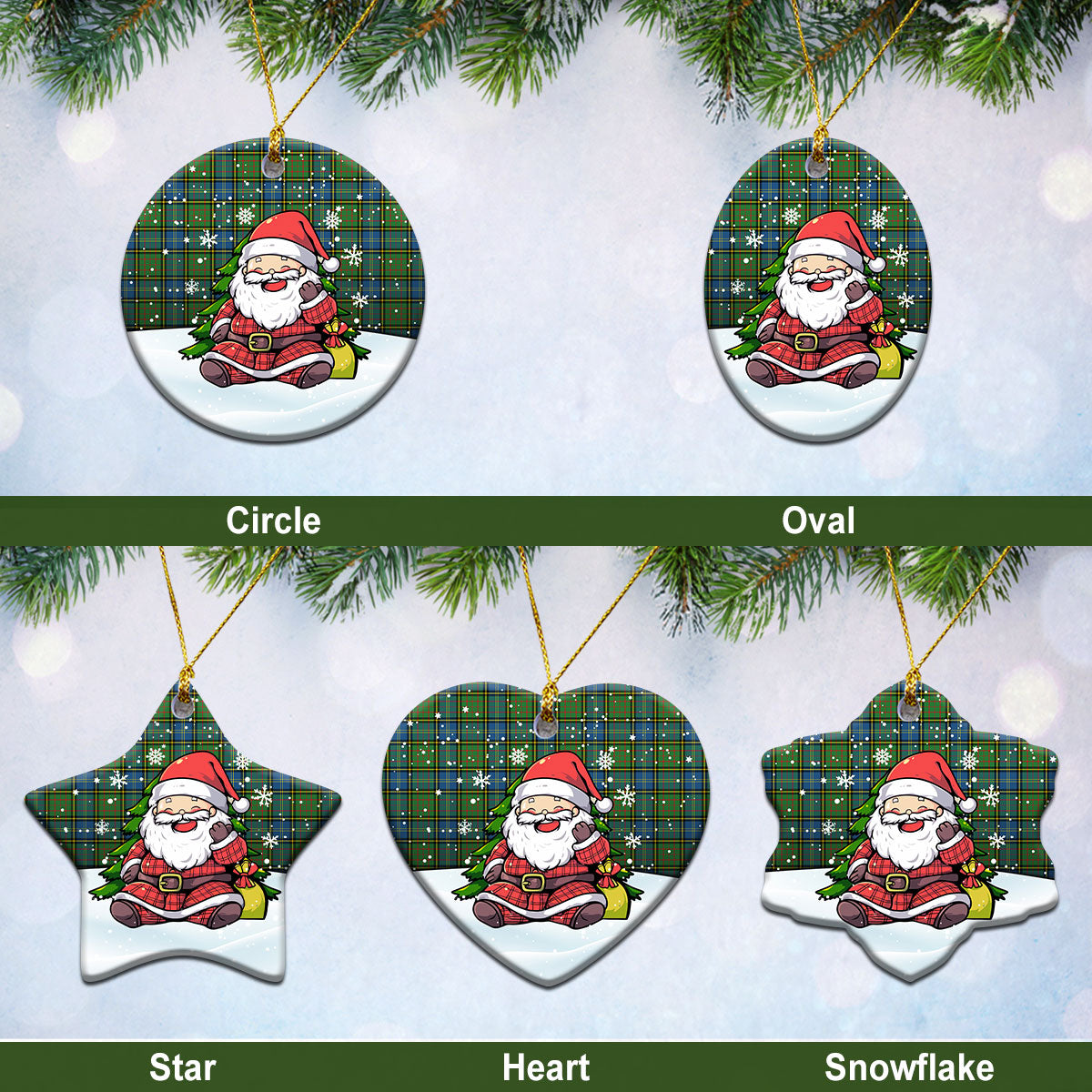 MacMillan Hunting Ancient Tartan Christmas Ceramic Ornament – Scottish Santa Style Hot on Sale