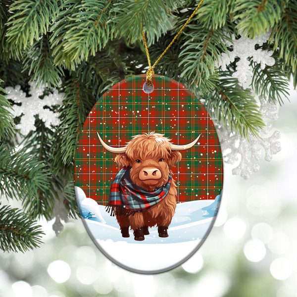 Hay Ancient Tartan Christmas Ceramic Ornament - Highland Cows Snow Style Online - Image 3