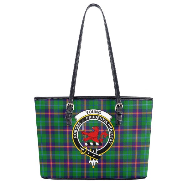 Young Modern Tartan Crest Leather Tote Bag Cheap - Image 2