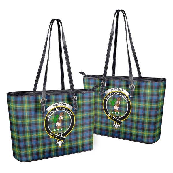 Watson Ancient Tartan Crest Leather Tote Bag For Cheap
