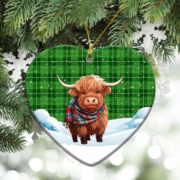 Clephan (or Clephane) Tartan Christmas Ceramic Ornament - Highland Cows Snow Style For Sale - Image 5