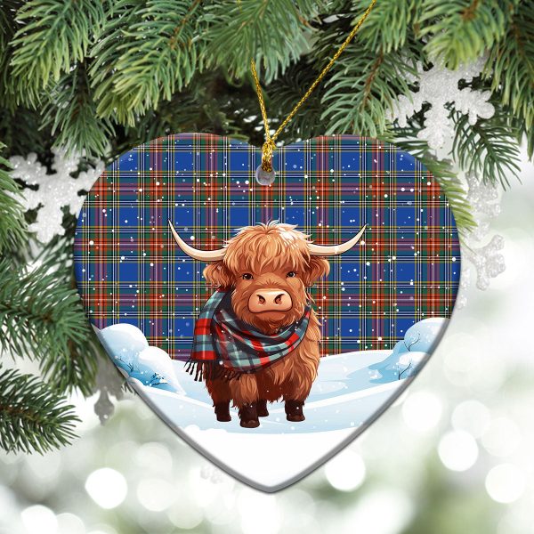 MacBeth Ancient Tartan Christmas Ceramic Ornament - Highland Cows Snow Style Online now - Image 5