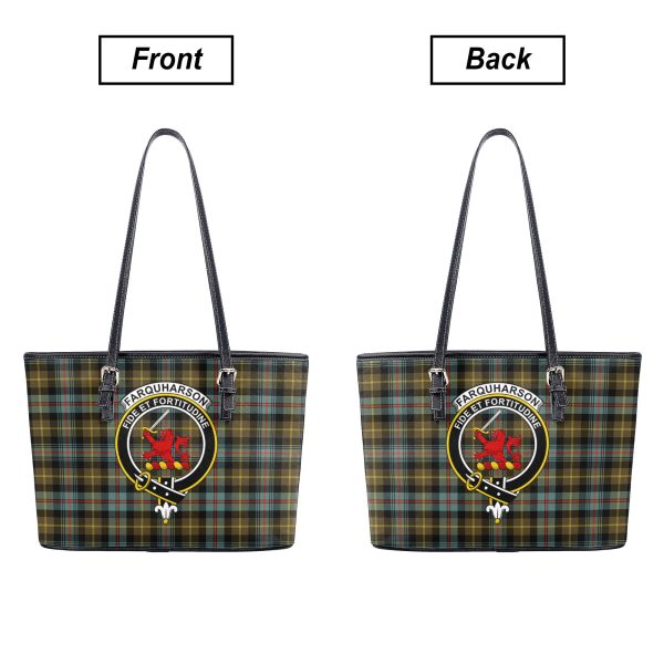 Farquharson Weathered Tartan Crest Leather Tote Bag For Sale - Image 3