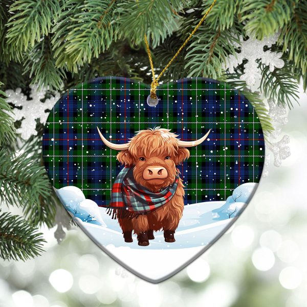 Kirkpatrick Tartan Christmas Ceramic Ornament - Highland Cows Snow Style Fashion - Image 5
