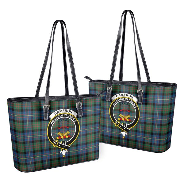 Cameron of Erracht Ancient Tartan Crest Leather Tote Bag Supply