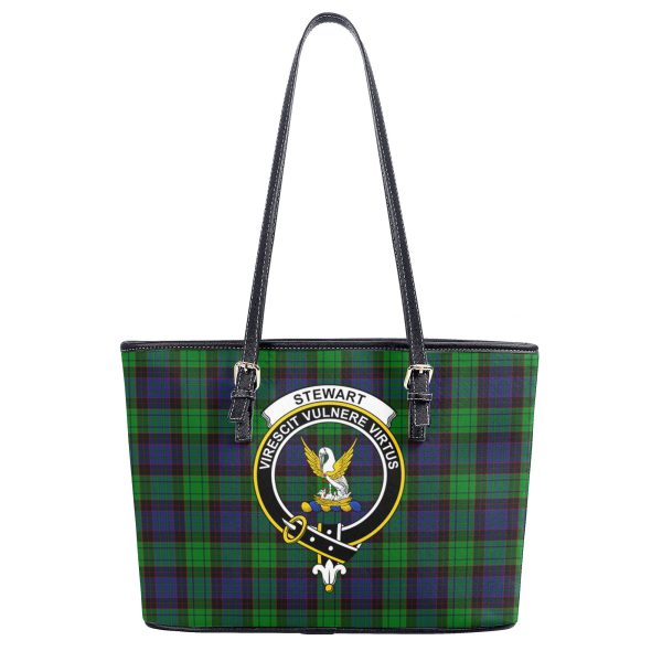 Stewart Old Modern Tartan Crest Leather Tote Bag Sale - Image 2