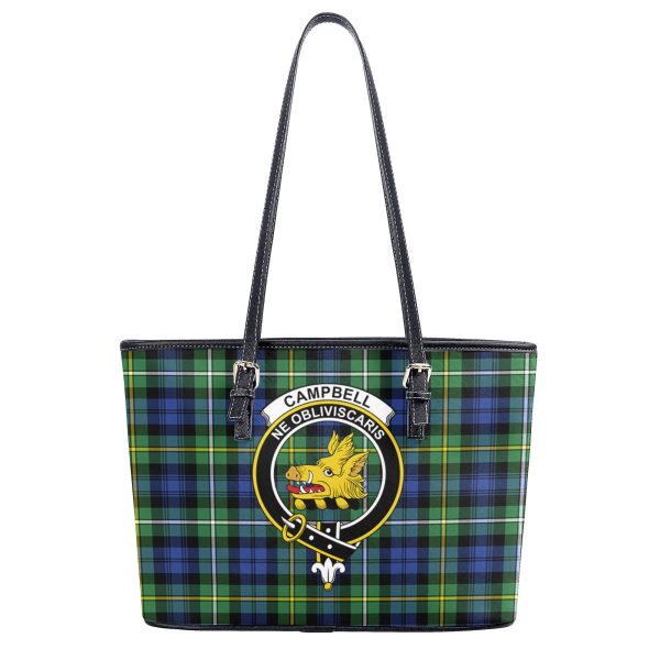 Campbell Argyll Ancient Tartan Crest Leather Tote Bag Discount - Image 2