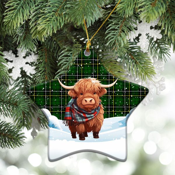 MacAlpine Modern Tartan Christmas Ceramic Ornament - Highland Cows Snow Style Online Hot Sale - Image 4