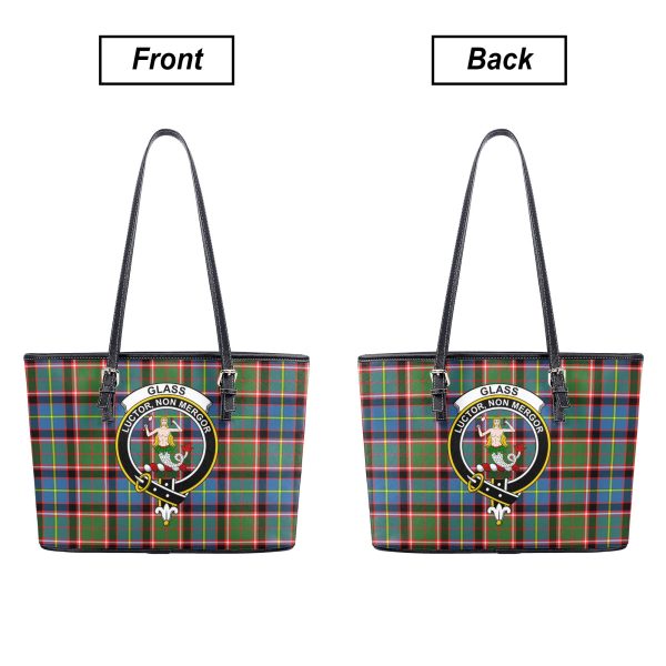 Glass Tartan Crest Leather Tote Bag For Sale - Image 3