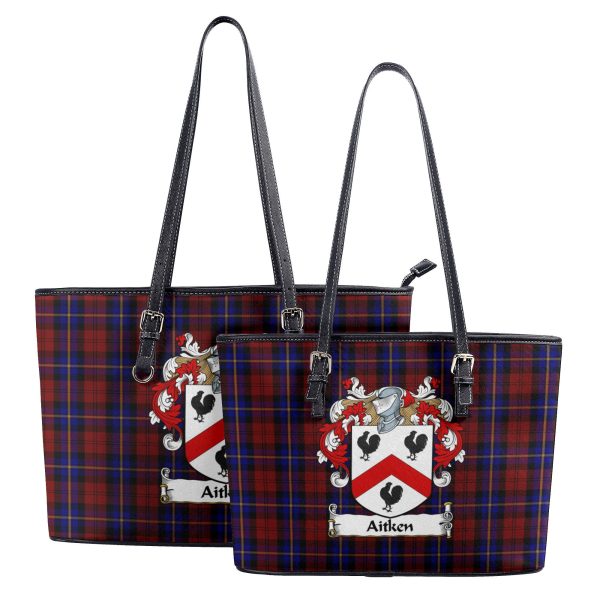 Aitken Tartan Crest Leather Tote Bag Online - Image 4