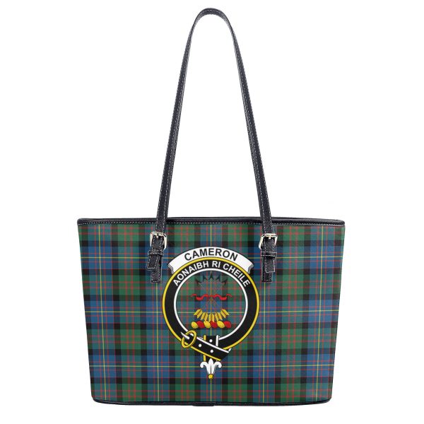Cameron of Erracht Ancient Tartan Crest Leather Tote Bag Supply - Image 2