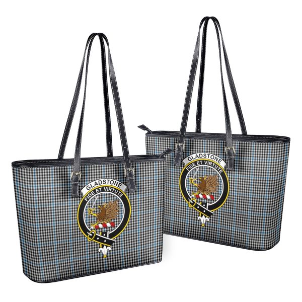 Gladstone Tartan Crest Leather Tote Bag For Sale