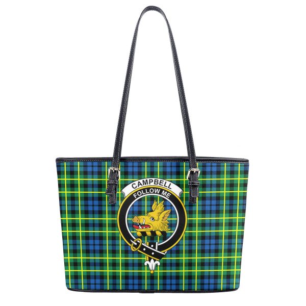 Campbell of Breadalbane Ancient Tartan Crest Leather Tote Bag Online - Image 2