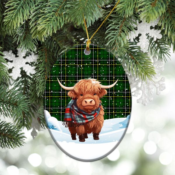 MacAlpine Modern Tartan Christmas Ceramic Ornament - Highland Cows Snow Style Online Hot Sale - Image 3