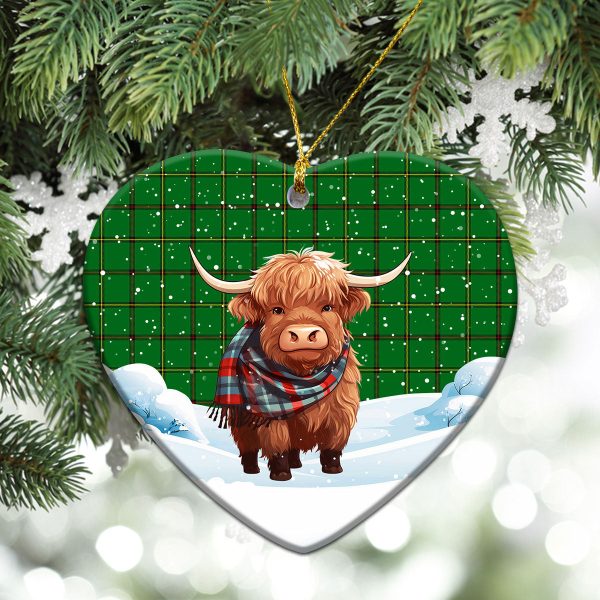 Don Tartan Christmas Ceramic Ornament - Highland Cows Snow Style Online Sale - Image 5