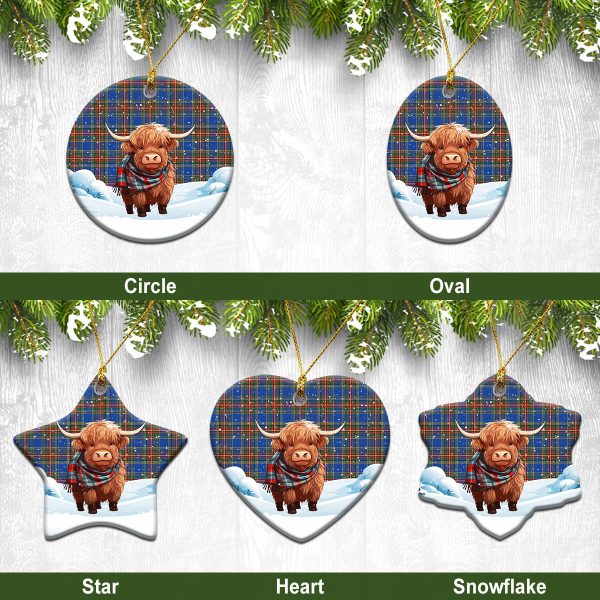 MacBeth Ancient Tartan Christmas Ceramic Ornament - Highland Cows Snow Style Online now