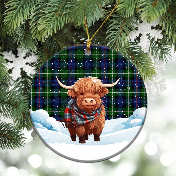 Kirkpatrick Tartan Christmas Ceramic Ornament - Highland Cows Snow Style Fashion - Image 2