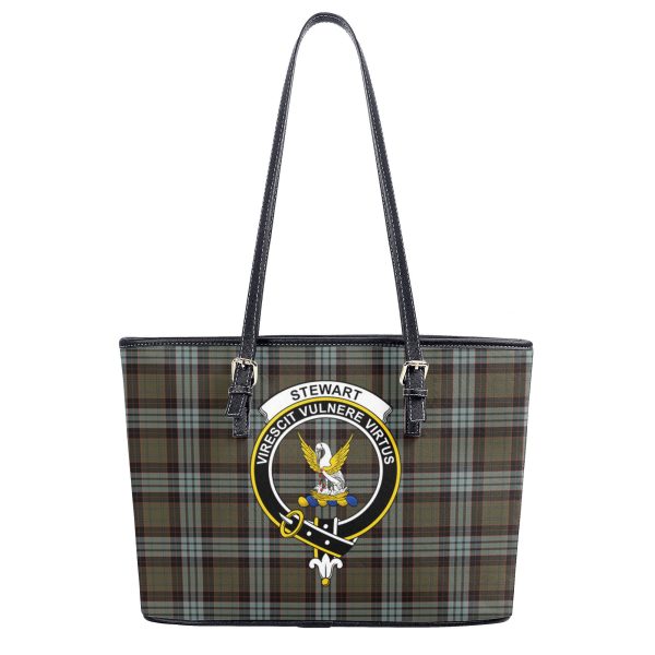 Stewart Old Weathered Tartan Crest Leather Tote Bag Online Hot Sale - Image 2