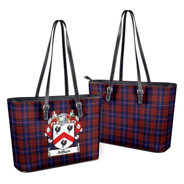 Aitken Tartan Crest Leather Tote Bag Online