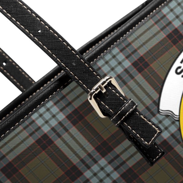 Stewart Old Weathered Tartan Crest Leather Tote Bag Online Hot Sale - Image 5